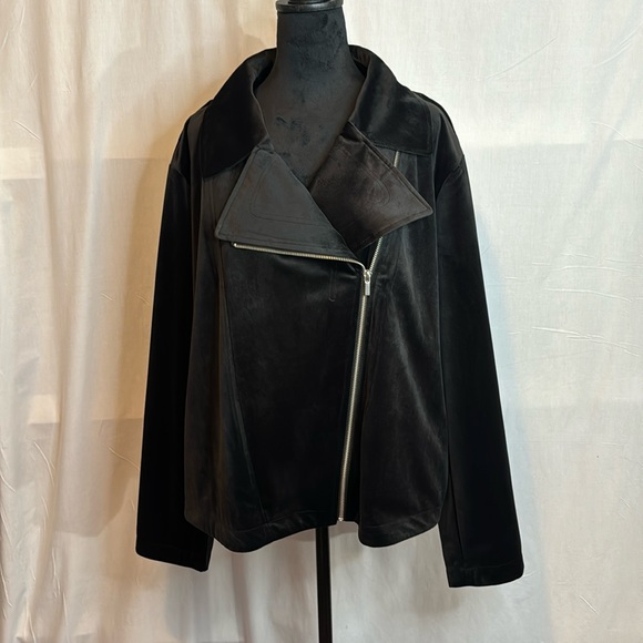 NWT Lauren Conrad Black Suede Moto Jacket in Size 3X, 0X - Picture 4 of 16